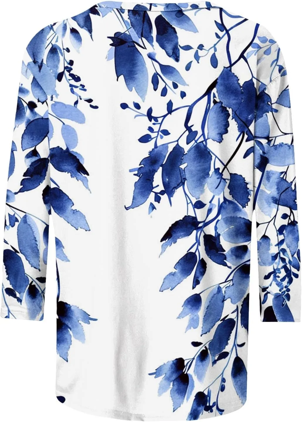 Funny Floral Printed T Shirts for Women 3/4 Length Sleeve Summer Tops Crewneck Three Quarters Tunic Tees