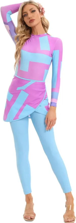 FYMNSI Women Modest Burkini Swimsuits Muslim Swimwear Full Body Islamic Swim Tops Pants Hijab 4 Piece Rash Guard S-XL