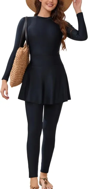 FYMNSI Women Modest Burkini Swimsuits Muslim Swimwear Full Body Islamic Swim Tops Pants Hijab 4 Piece Rash Guard S-XL