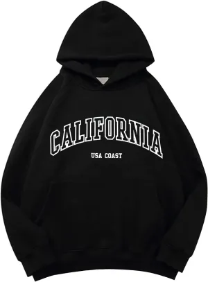 GIERIDUC Sweatshirt for Women Oversized Letter Print Fleece Crew Neck Pullover Casual Comfy Fall Fashion Teen Girl Hoodies