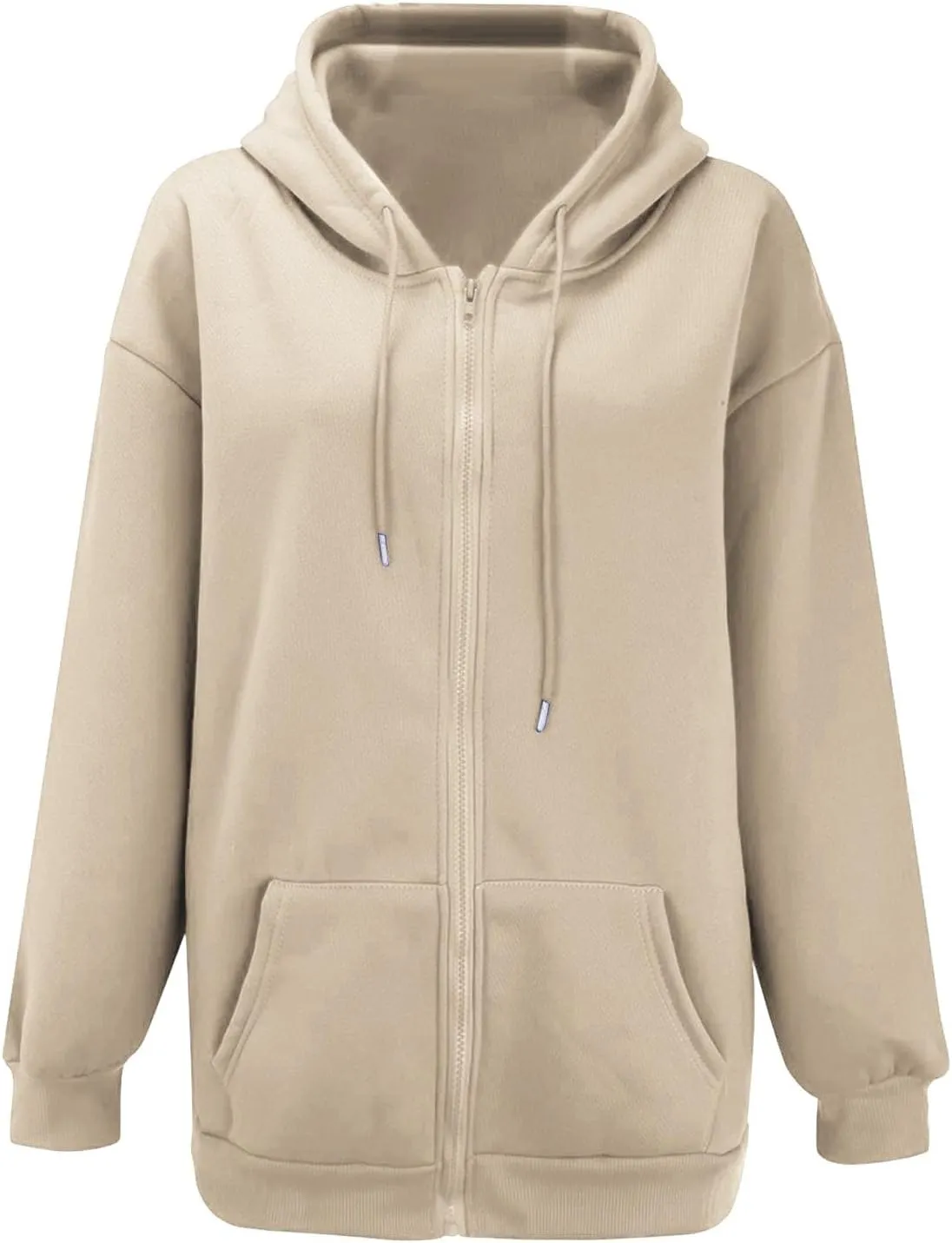 GIERIDUC Womens Zip Up Hoodies Long Sleeve Fall Oversized Sweatshirts Fleece Y2K Jacket with Pockets Trendy Fashion Clothes
