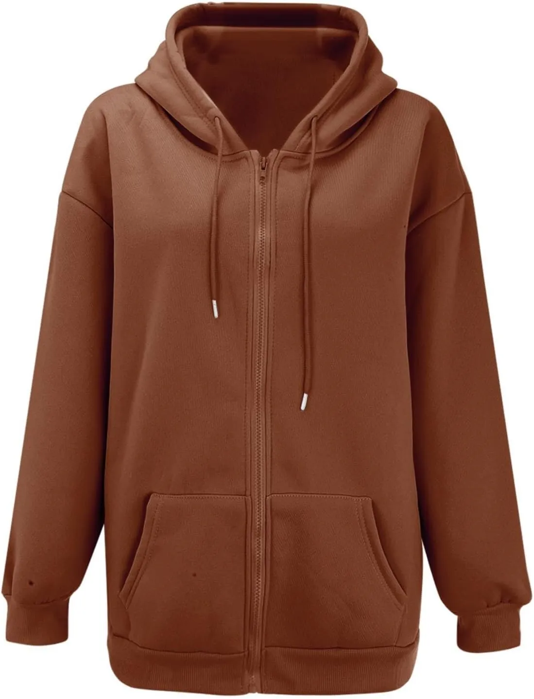 GIERIDUC Womens Zip Up Hoodies Long Sleeve Fall Oversized Sweatshirts Fleece Y2K Jacket with Pockets Trendy Fashion Clothes