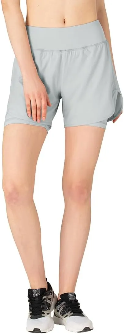 Gopune Women's 2 in 1 Running Shorts Workout Athletic Gym Yoga Shorts Liner