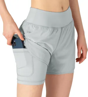 Gopune Women's 2 in 1 Running Shorts Workout Athletic Gym Yoga Shorts Liner