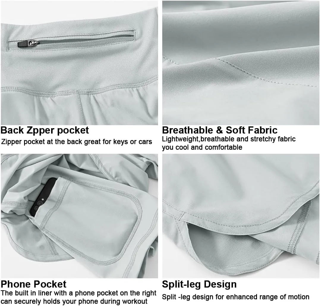 Gopune Women's 2 in 1 Running Shorts Workout Athletic Gym Yoga Shorts Liner