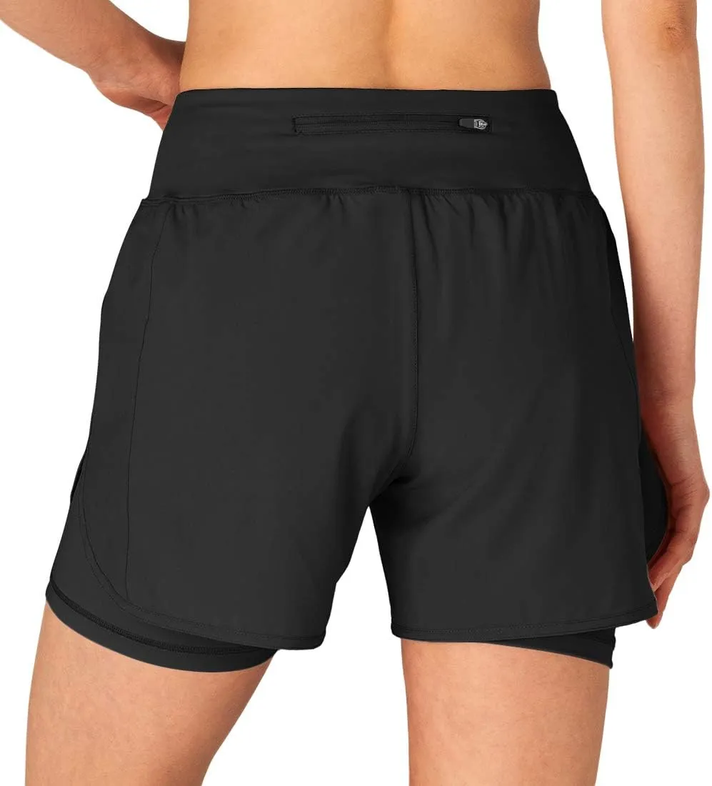 Gopune Women's 2 in 1 Running Shorts Workout Athletic Gym Yoga Shorts Liner