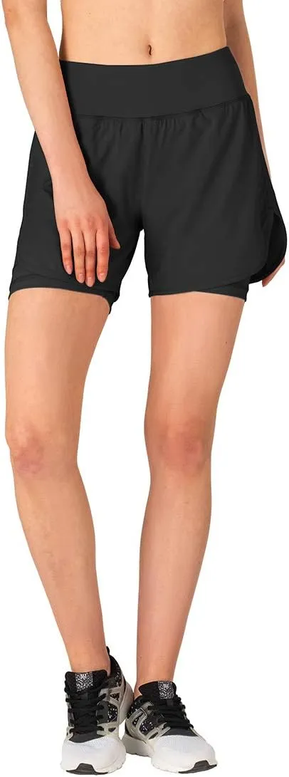 Gopune Women's 2 in 1 Running Shorts Workout Athletic Gym Yoga Shorts Liner