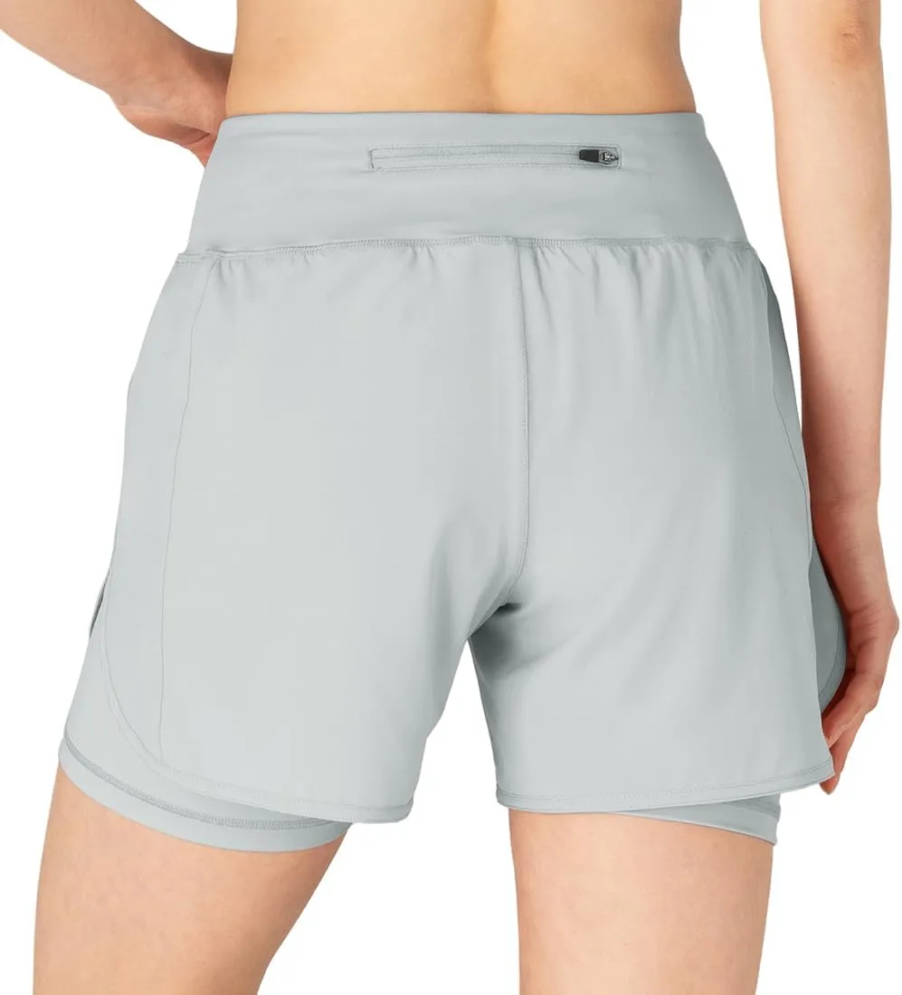 Gopune Women's 2 in 1 Running Shorts Workout Athletic Gym Yoga Shorts Liner