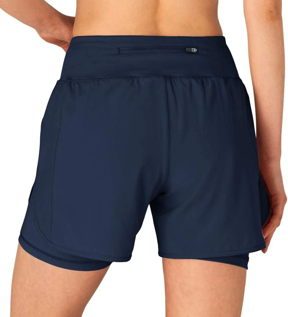 Gopune Women's 2 in 1 Running Shorts Workout Athletic Gym Yoga Shorts Liner
