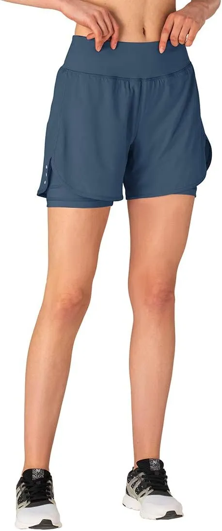 Gopune Women's 2 in 1 Running Shorts Workout Athletic Gym Yoga Shorts Liner
