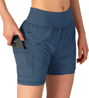 Gopune Women's 2 in 1 Running Shorts Workout Athletic Gym Yoga Shorts Liner
