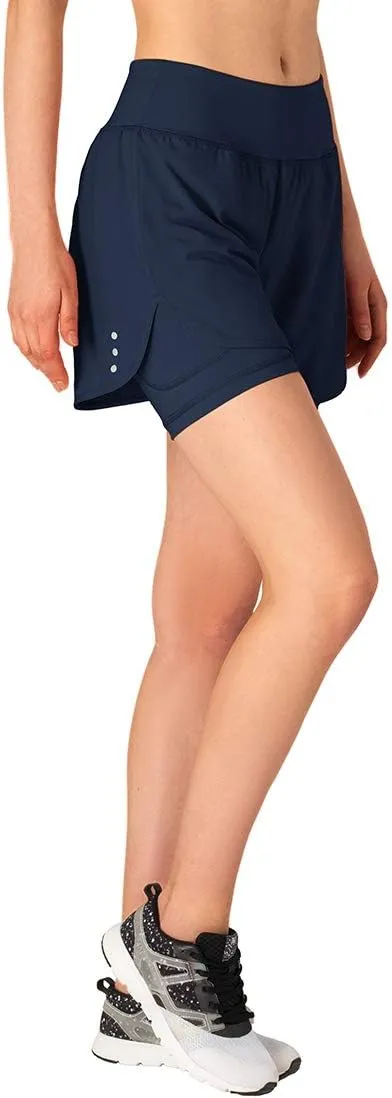 Gopune Women's 2 in 1 Running Shorts Workout Athletic Gym Yoga Shorts Liner