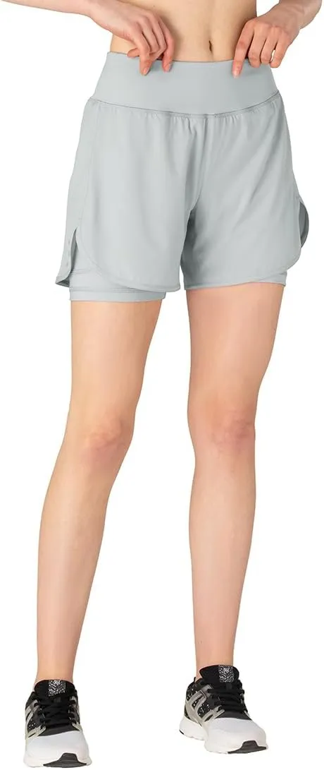 Gopune Women's 2 in 1 Running Shorts Workout Athletic Gym Yoga Shorts Liner