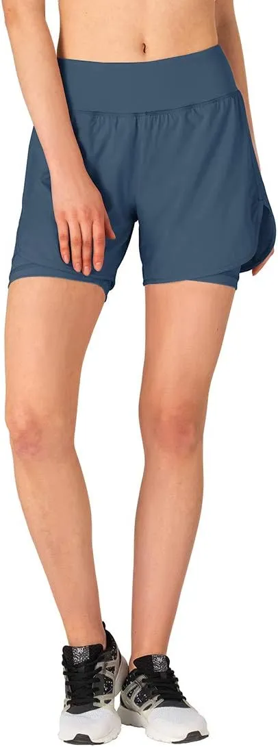 Gopune Women's 2 in 1 Running Shorts Workout Athletic Gym Yoga Shorts Liner