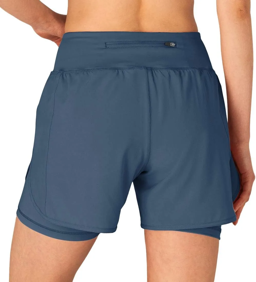 Gopune Women's 2 in 1 Running Shorts Workout Athletic Gym Yoga Shorts Liner