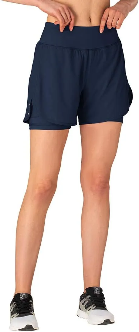 Gopune Women's 2 in 1 Running Shorts Workout Athletic Gym Yoga Shorts Liner