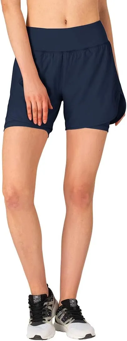 Gopune Women's 2 in 1 Running Shorts Workout Athletic Gym Yoga Shorts Liner