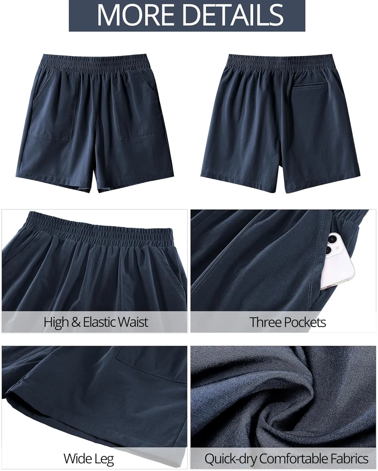 GRAPENT Wide Leg Shorts for Women Pull on Shorts with Deep Pockets for Casual Gym Pants Walking Athletic
