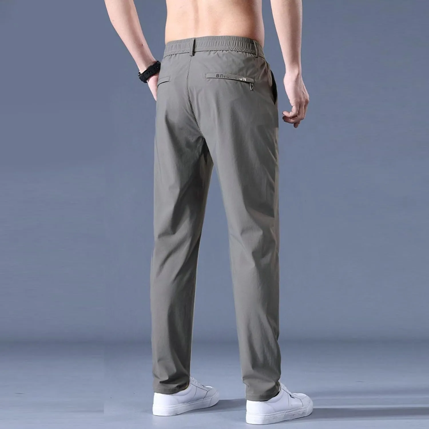 Gym Ice Silk Pants for Men Flat Front Ultra Stretch Straight Leg Sport Pants Athletic Quick Drying Running Trousers