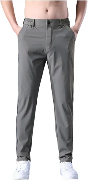 Gym Ice Silk Pants for Men Flat Front Ultra Stretch Straight Leg Sport Pants Athletic Quick Drying Running Trousers