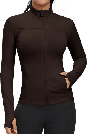 GYM RAINBOW Workout Jackets for Women, Full Zip Slim Fit Lightweight Athletic Running Sports Track Jacket with Pockets
