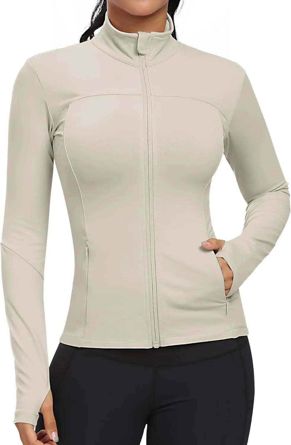 GYM RAINBOW Workout Jackets for Women, Full Zip Slim Fit Lightweight Athletic Running Sports Track Jacket with Pockets