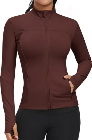 GYM RAINBOW Workout Jackets for Women, Full Zip Slim Fit Lightweight Athletic Running Sports Track Jacket with Pockets