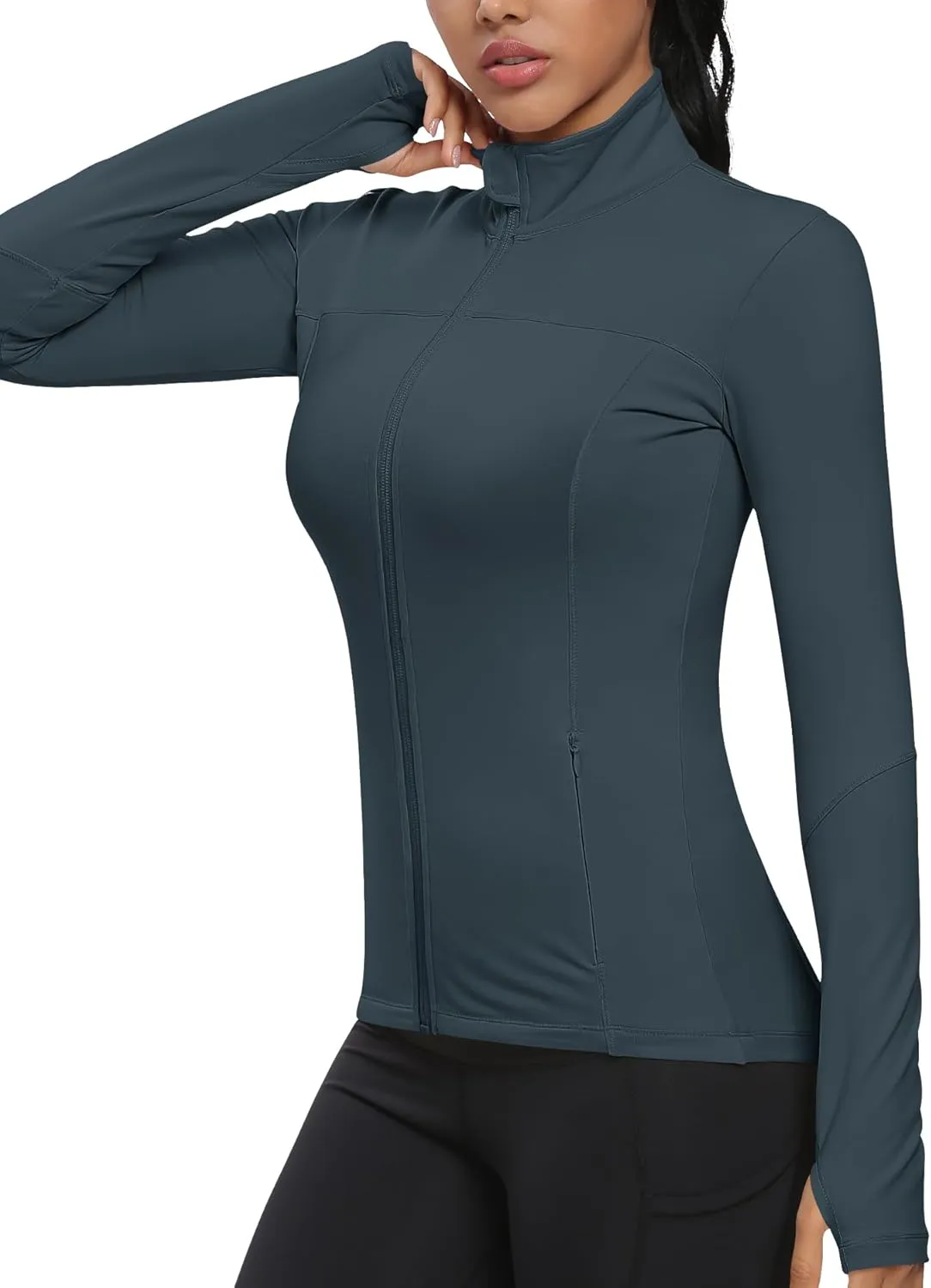 GYM RAINBOW Workout Jackets for Women, Full Zip Slim Fit Lightweight Athletic Running Sports Track Jacket with Pockets
