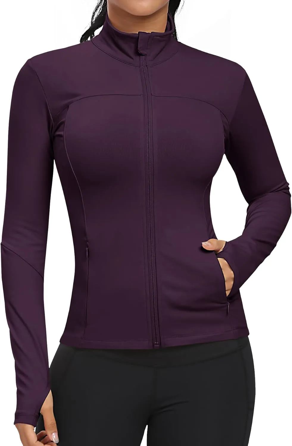 GYM RAINBOW Workout Jackets for Women, Full Zip Slim Fit Lightweight Athletic Running Sports Track Jacket with Pockets
