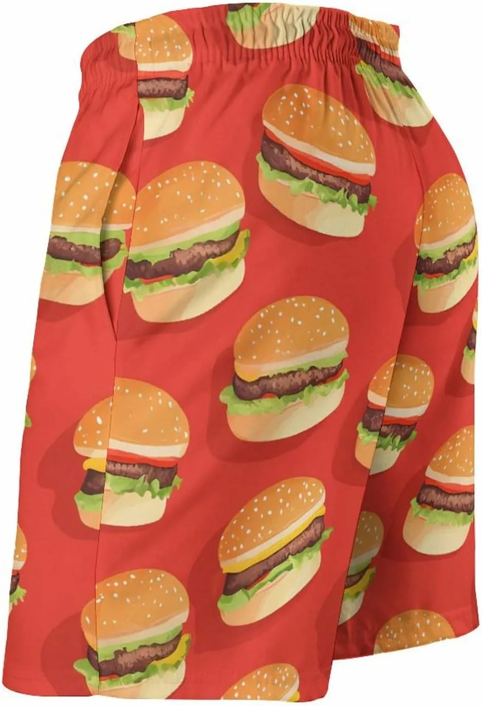 Hamburger Pattern Men's Athletic Running Shorts with Pockets Lightweight Beach Shorts Quick Dry