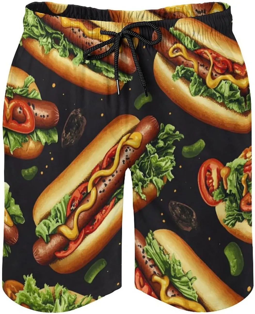 Hamburger Pattern Men's Athletic Running Shorts with Pockets Lightweight Beach Shorts Quick Dry