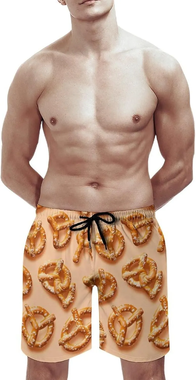 Hamburger Pattern Men's Athletic Running Shorts with Pockets Lightweight Beach Shorts Quick Dry