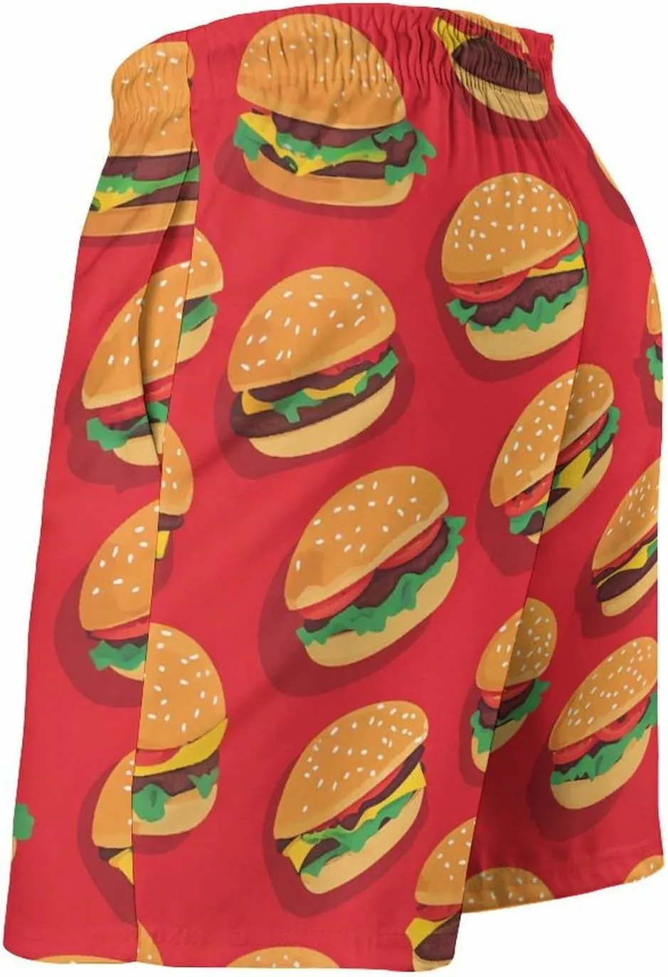 Hamburger Pattern Men's Athletic Running Shorts with Pockets Lightweight Beach Shorts Quick Dry