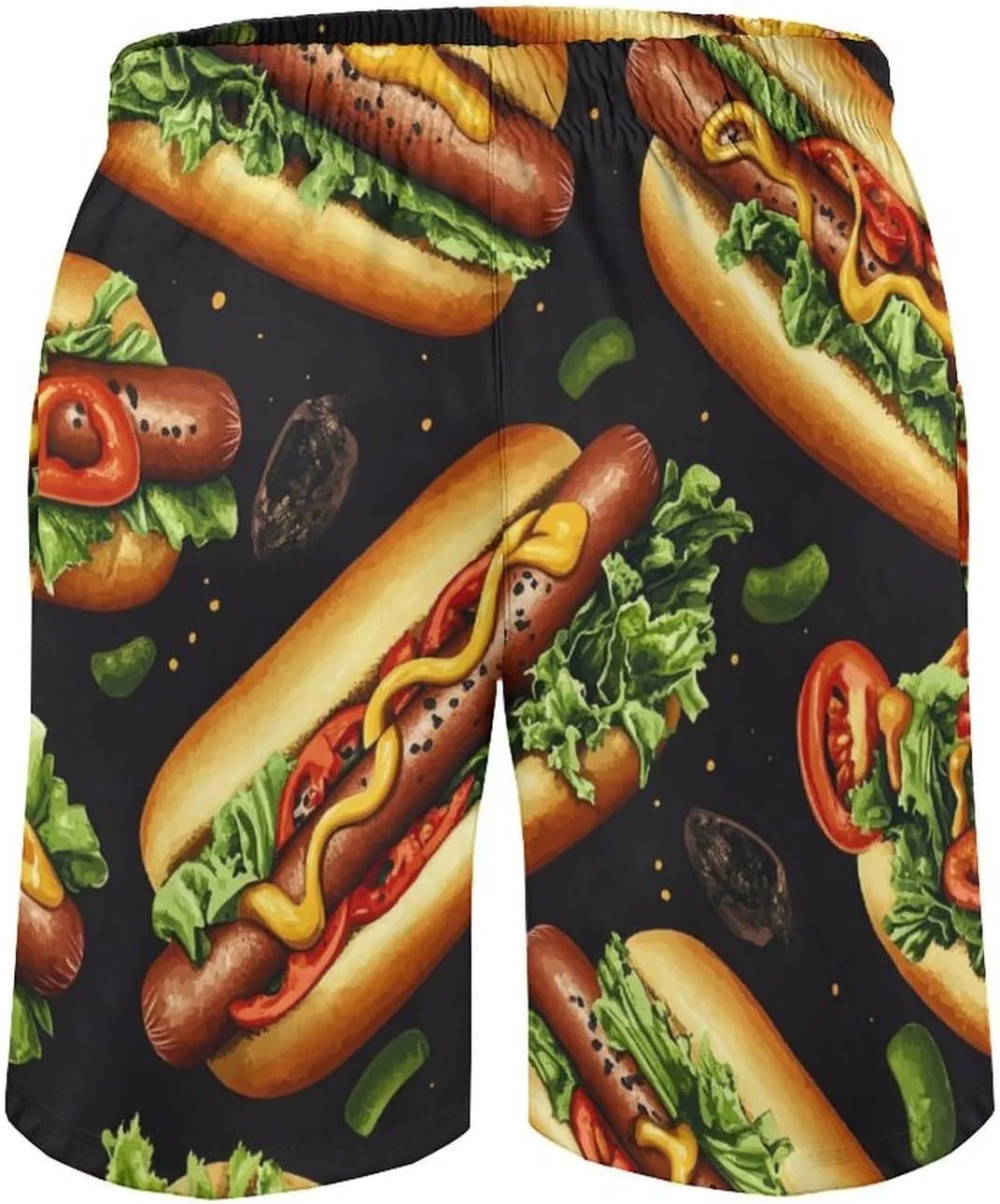 Hamburger Pattern Men's Athletic Running Shorts with Pockets Lightweight Beach Shorts Quick Dry