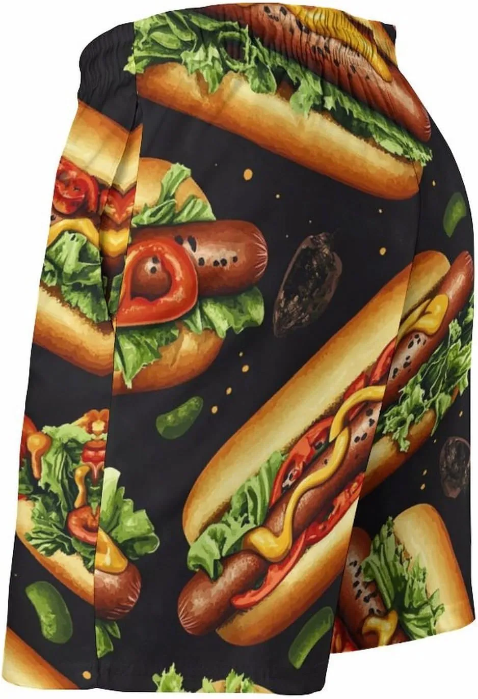 Hamburger Pattern Men's Athletic Running Shorts with Pockets Lightweight Beach Shorts Quick Dry