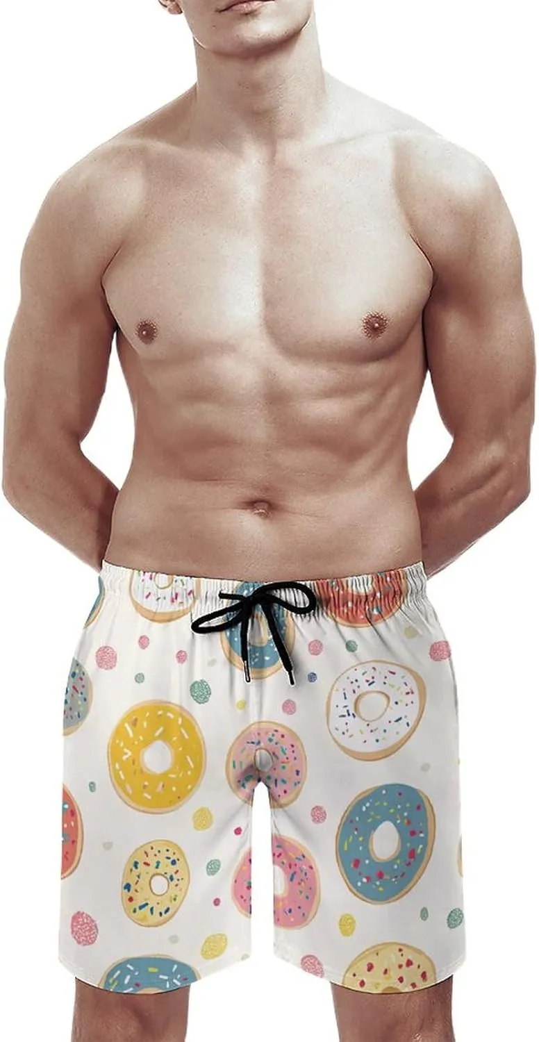 Hamburger Pattern Men's Athletic Running Shorts with Pockets Lightweight Beach Shorts Quick Dry
