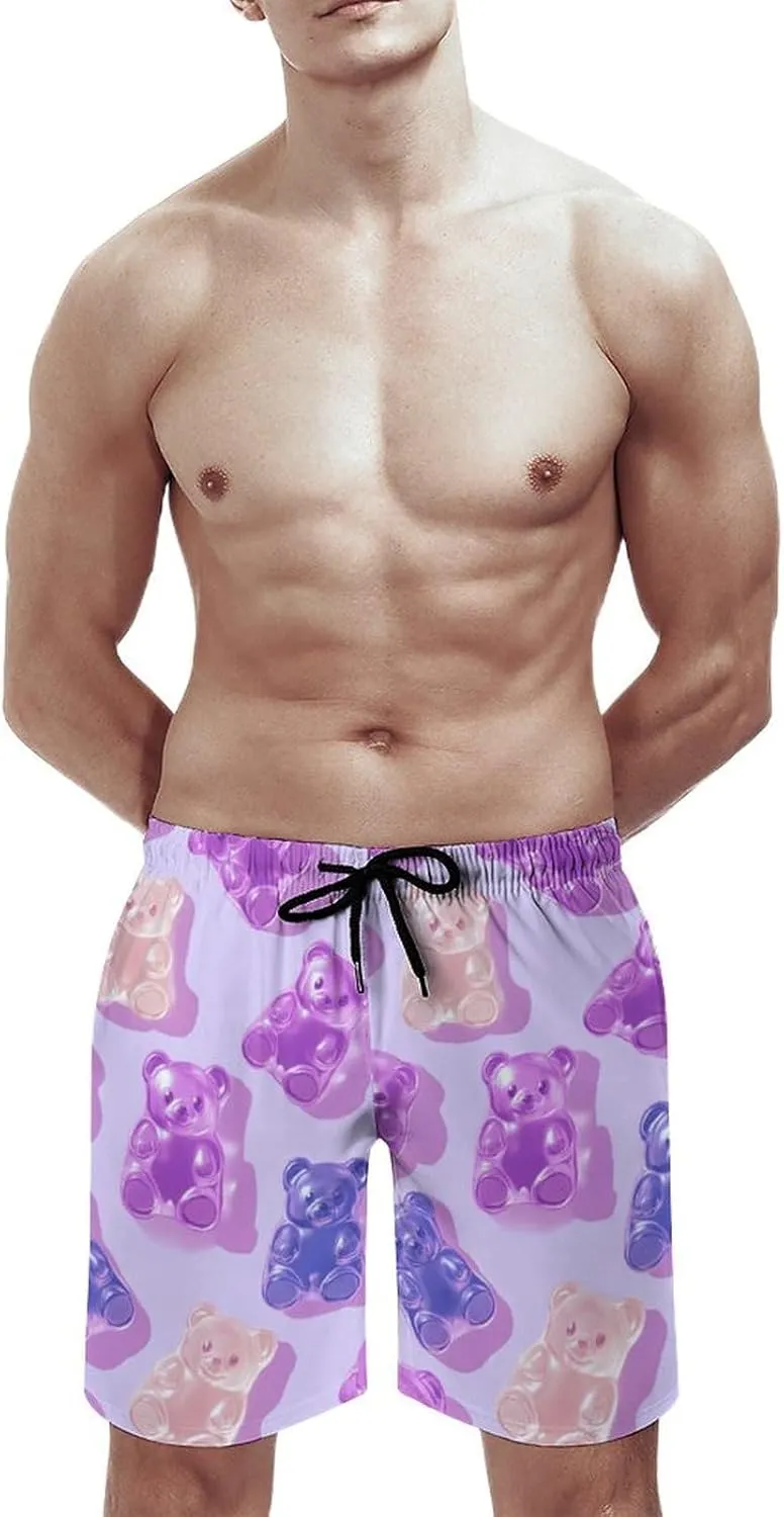 Hamburger Pattern Men's Athletic Running Shorts with Pockets Lightweight Beach Shorts Quick Dry