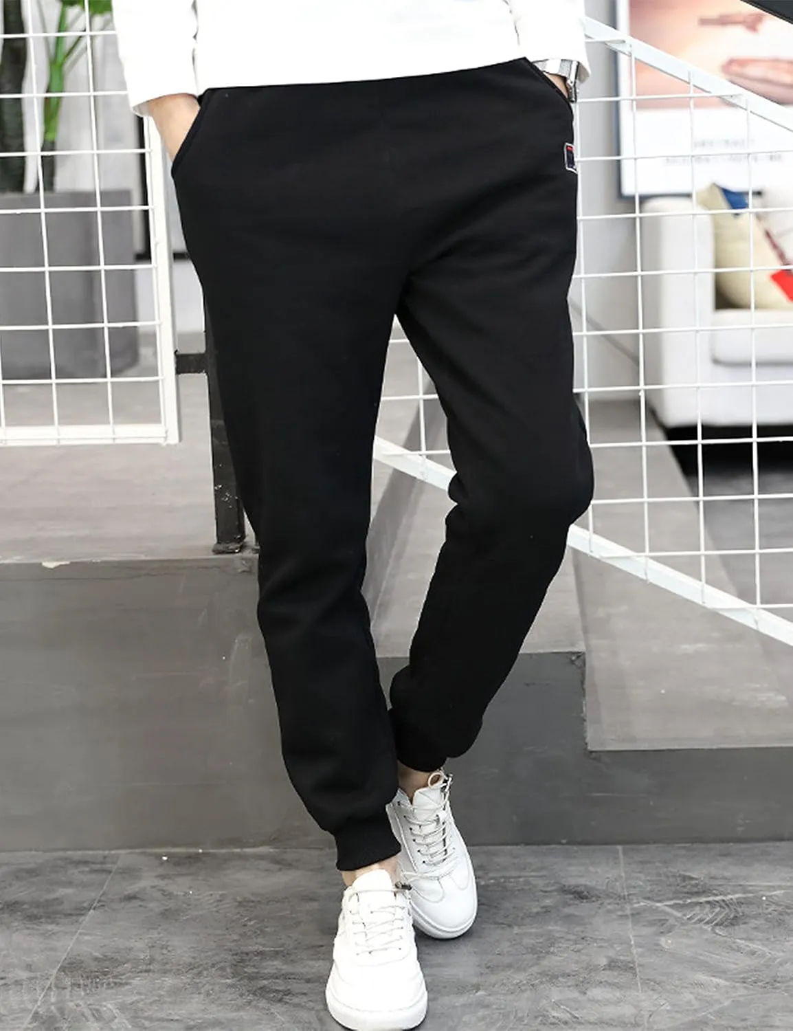 HangNiFang Boys Girls Fleece Lined Sweatpants Elastic Waist Winter Warm Jogger Pants