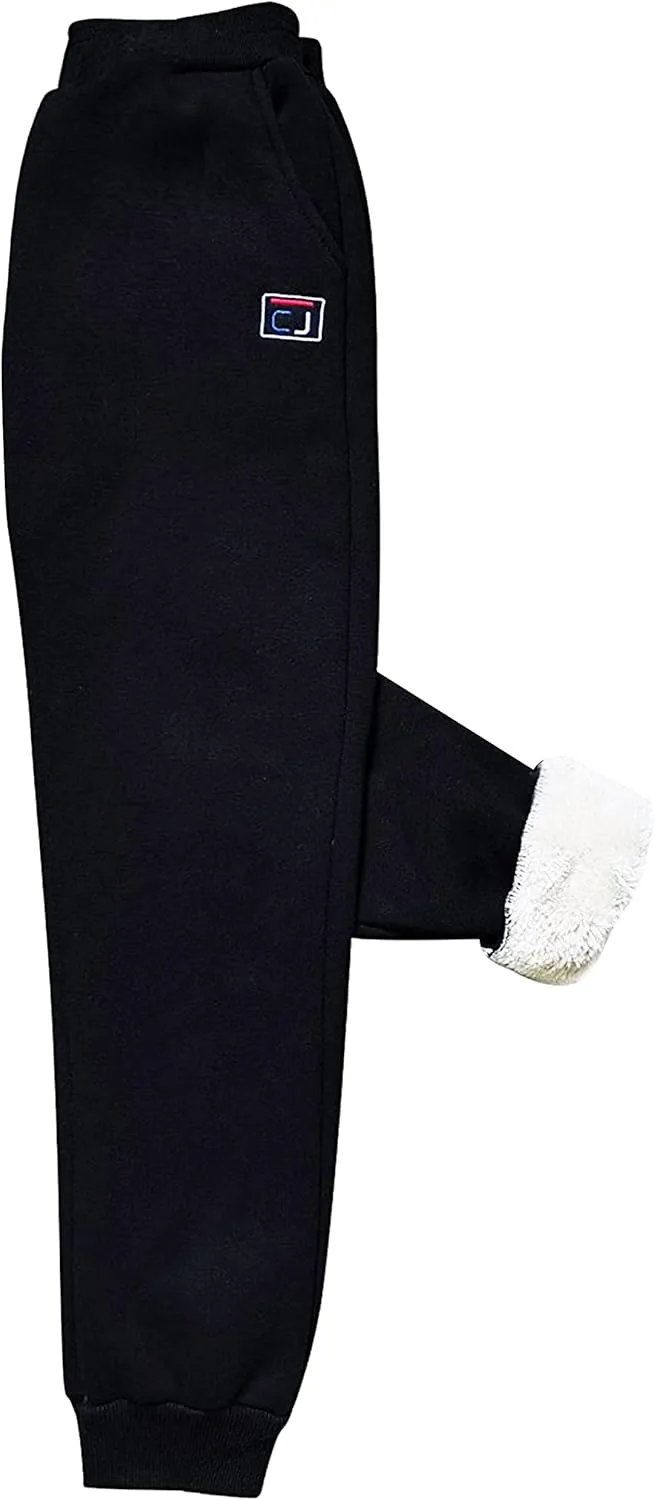HangNiFang Boys Girls Fleece Lined Sweatpants Elastic Waist Winter Warm Jogger Pants