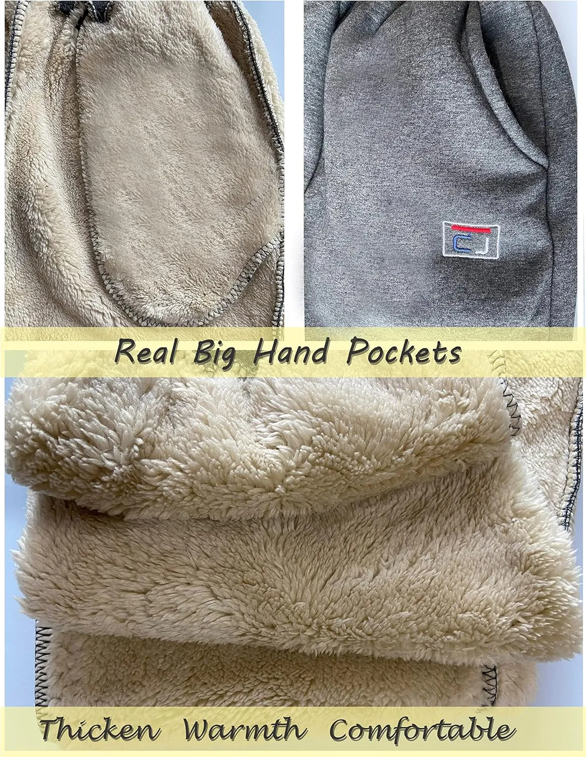 HangNiFang Boys Girls Fleece Lined Sweatpants Elastic Waist Winter Warm Jogger Pants