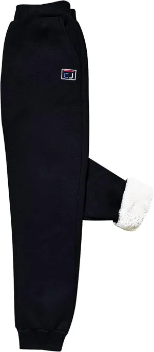 HangNiFang Boys Girls Fleece Lined Sweatpants Elastic Waist Winter Warm Jogger Pants