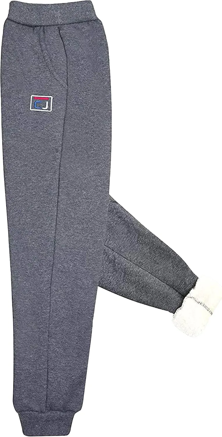 HangNiFang Boys Girls Fleece Lined Sweatpants Elastic Waist Winter Warm Jogger Pants