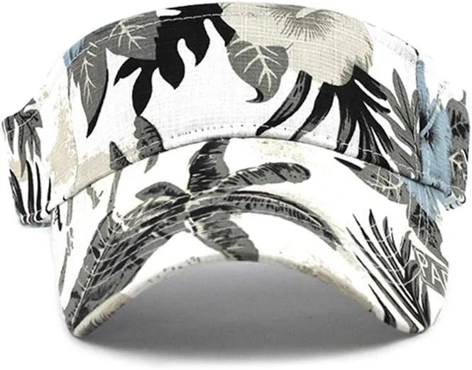 Hawaii Flower Printed Sun Visor Hats for Women Men Wide Brim Adjustable Sun Baseball Tennis Cap