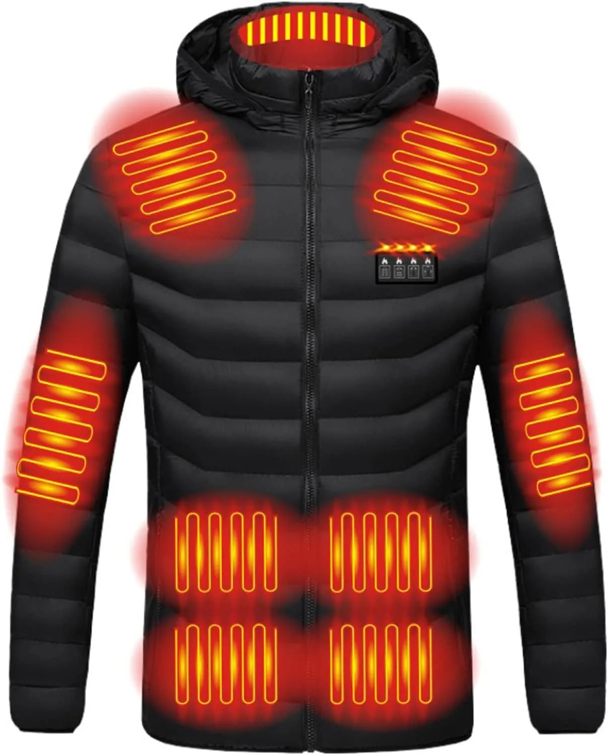 Heated Jackets for Men with Hood Windproof Winter Puffer Jackets Thermal Warm Heated Coat with 19 Heating Zones