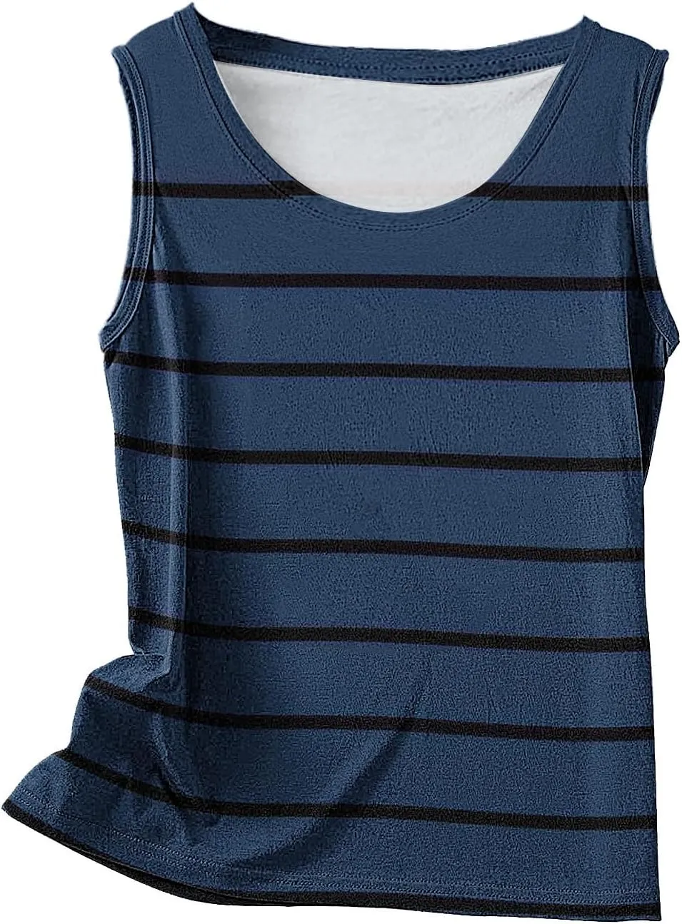 HGps8w Plus Size Women's Casual Striped Tank Tops Trendy 2025 Summer Sleeveless Tunic Tee Shirts Loose Crewneck Blouse