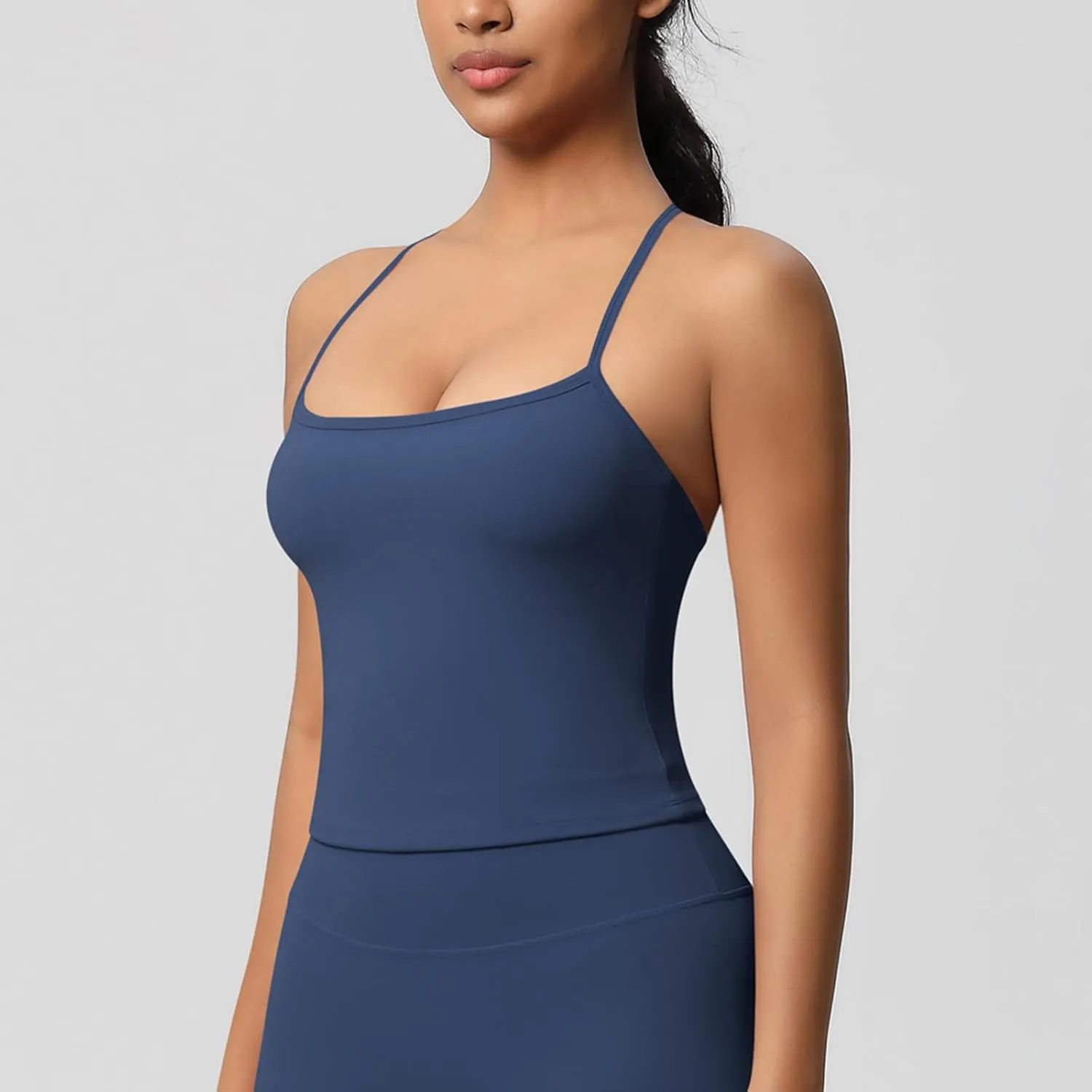 HGps8w Women's Spaghetti Straps Workout Tank Top Sleeveless Casual 2025 Summer Quick Dry Breathable Athletic Yoga Shirts