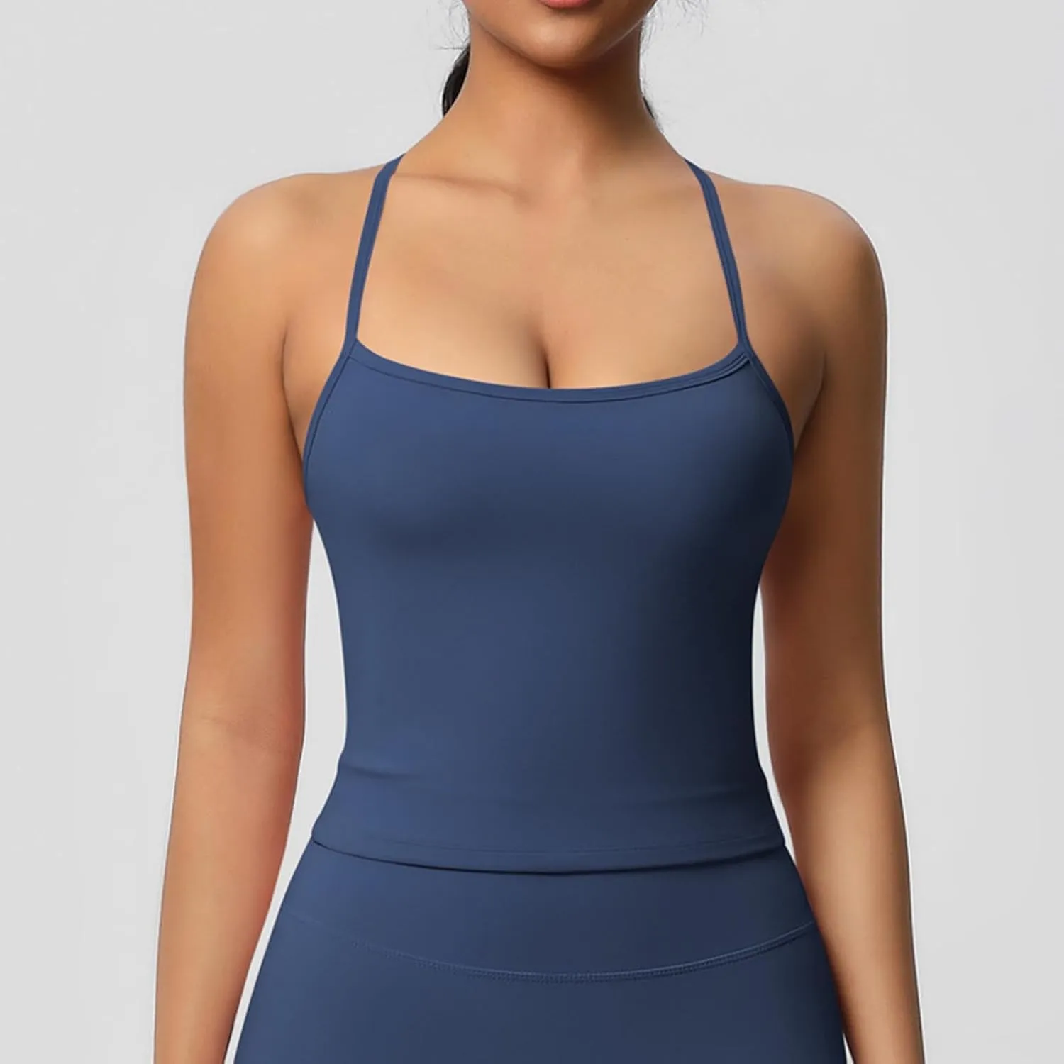 HGps8w Women's Spaghetti Straps Workout Tank Top Sleeveless Casual 2025 Summer Quick Dry Breathable Athletic Yoga Shirts