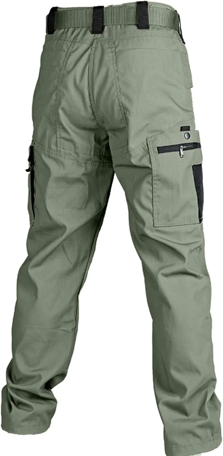 Hiking Pants for Men Lightweight Waterproof Baggy Cargo Pants Casual Straight Leg Trousers with Pockets