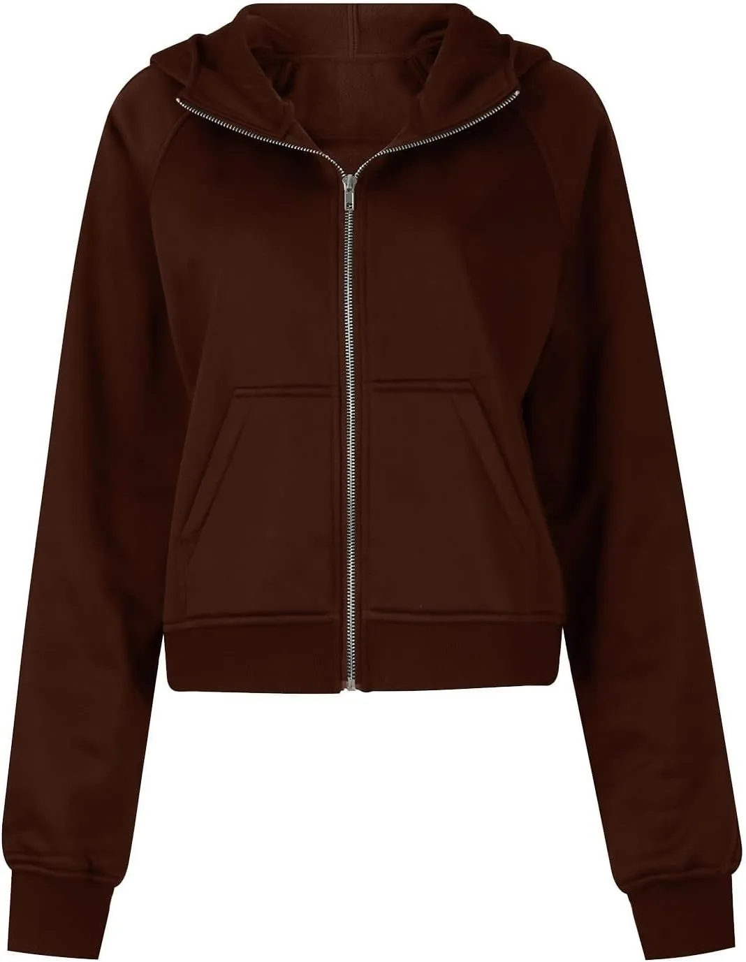 Hoodies for Women Full Zip Up Cropped Sweatshirts Fleece Jackets Casual Comfy Gym Tops Athletic Hoodie with Pockets