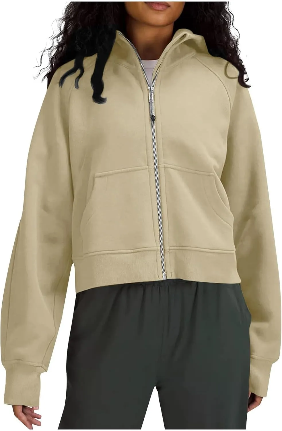 Hoodies for Women Full Zip Up Cropped Sweatshirts Fleece Jackets Casual Comfy Gym Tops Athletic Hoodie with Pockets